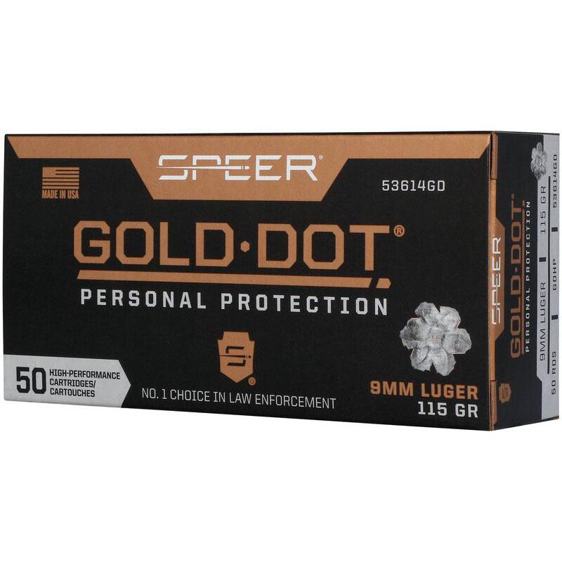 Speer Gold Dot Handgun Personal Protection Ammunition 9mm Luger 124gr JHP 1150 fps 50/ct 3 Speer Gold Dot Handgun Personal Protection Ammunition 9mm Luger 124gr JHP 1150 fps 50/ct