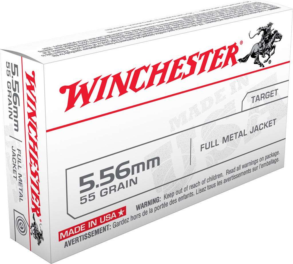 Winchester USA Rifle Ammunition 5.56mm 55gr FMJ  3270 fps 20/ct