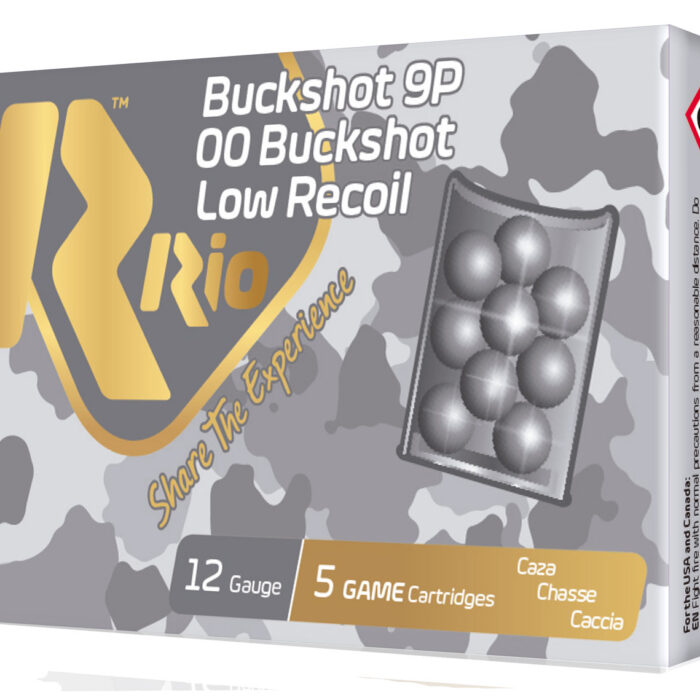 Cart 4 Rio Ammunition RBLR129 Royal Buck Low Recoil 12Gauge 2.75" 9Pellets 00Buck Shot 5 Per Box/50 Case