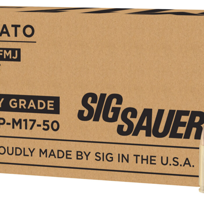 Cart 1 Sig Sauer E9MMB2PM1750 Military Grade M17 9mmLuger+P 124gr Full Metal Jacket 50 Per Box/20 Case