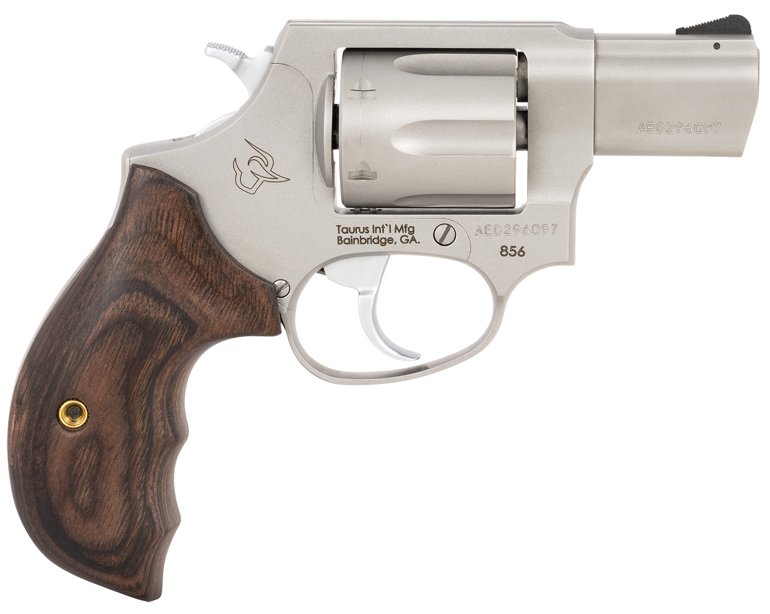 Taurus 2-856029SW 856 Defender Small 38 Special +P 6 Shot 2" Matte Stainless Steel Barrel, Cylinder & Frame, Walnut Grip, Transfer Bar Safety, Exposed Hammer