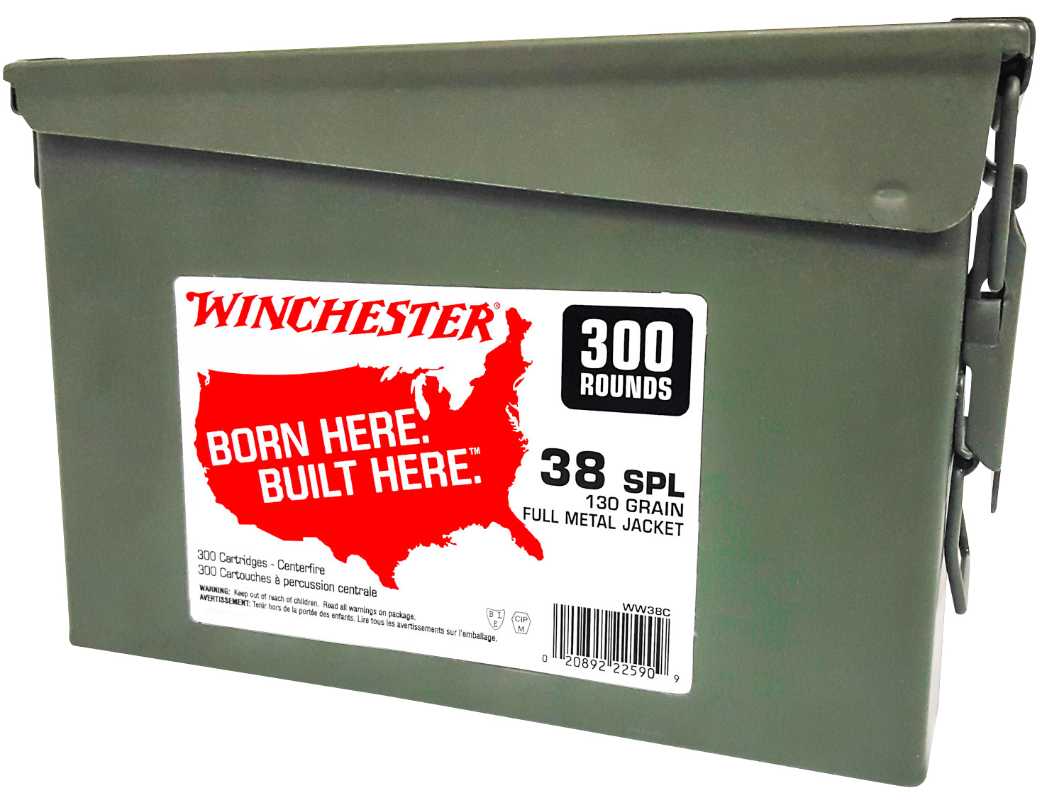 Winchester Ammo WW38C USA Ammo Can 38Special 130gr Full Metal Jacket 300 Per Box/2 Case 3 Winchester Ammo WW38C USA Ammo Can 38Special 130gr Full Metal Jacket 300 Per Box/2 Case