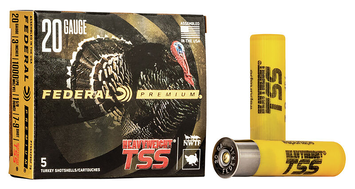 Federal PTSSX295F79 Premium Turkey Heavyweight TSS 20Gauge 3" 1 5/8oz 7/9Shot 5 Per Box/50 Case 3 Federal PTSSX295F79 Premium Turkey Heavyweight TSS 20Gauge 3" 1 5/8oz 7/9Shot 5 Per Box/50 Case