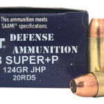 DoubleTap Ammunition 38SU124CT Doubletap Defense 38Super+P 124gr Jacket Hollow Point 20 Per Box/10 Case 1 157454