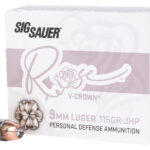 Sig Sauer E9MMA1ROSE20 Rose 9mm Luger 115gr V-Crown Jacketed Hollow Point 20 Per Box/10 Case 1 159696