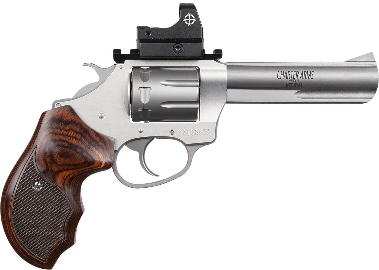 Charter Arms 72245 Target Pathfinder 22 LR 8 Shot, 4.20" Anodized Stainless Steel Barrel & Cylinder, Stainless Aluminum Frame, Rosewood Grip, Sightmark Micro Optic 3 Charter Arms 72245 Target Pathfinder 22 LR 8 Shot, 4.20" Anodized Stainless Steel Barrel & Cylinder, Stainless Aluminum Frame, Rosewood Grip, Sightmark Micro Optic