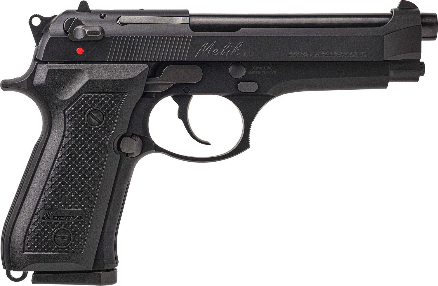 Derya Firearms MELIK9TR Melik  9mm Luger 17+1 4.90" Black Melonite Steel Barrel, Black Melonite Serrated Steel Slide,  Black Aluminum Frame, Black Polymer Grip