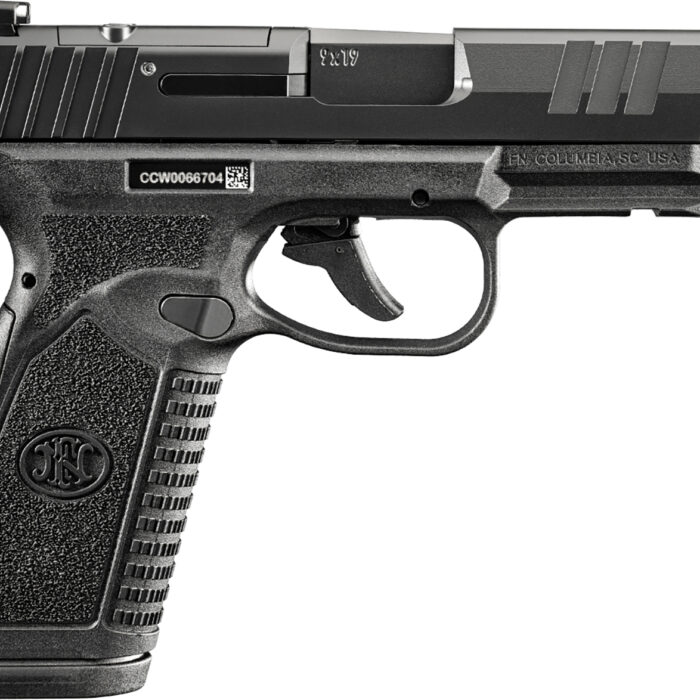 FN 66101759Micro-Compact Frame 9mm Luger 18+1 3.80" Black Target Crown Steel Barrel, Black PVD Optic Cut/Serrated Stainless Steel Slide & Polymer Frame w/Picatinny Rail, Interchangeable Backstrap Grip