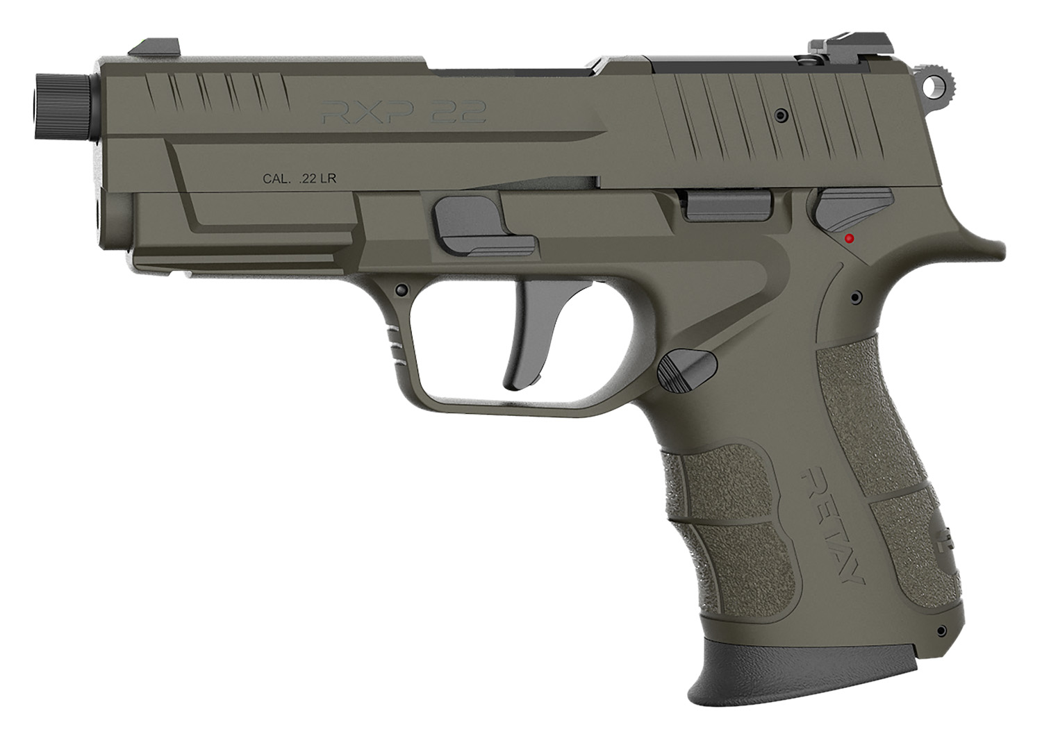 Retay USA RXP22OD10TH RXP  22 LR 10+1 4" Black Threaded Barrel, OD Green Cerakote RMR/RMSc Optic Ready/Serrated Slide, OD Green Cerakote Polymer Frame w/Accessory Rail, Textured Grip