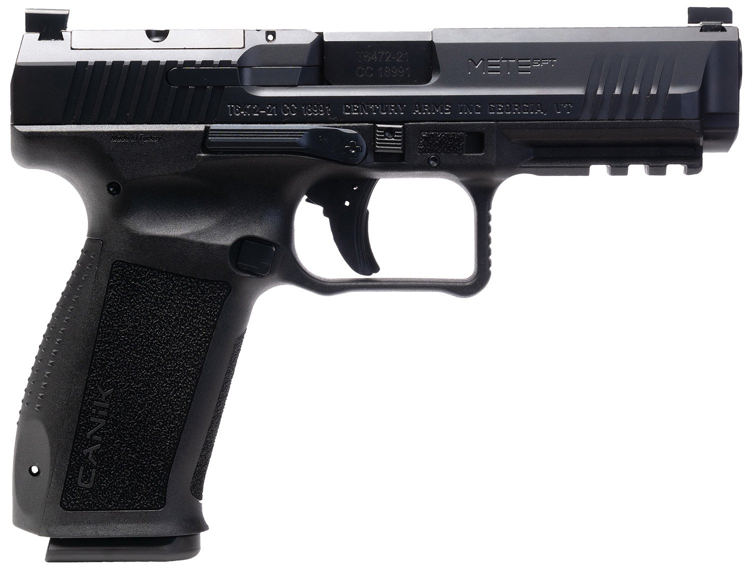 Canik HG6826N Mete SFT  9mm Luger 10+1 4.46" Black Nitride Steel Barrel, Black Cerakote Optic Ready/Serrated Steel Slide, Black Polymer Frame w/Picatinny Rail, Interchangeable Backstrap Grip