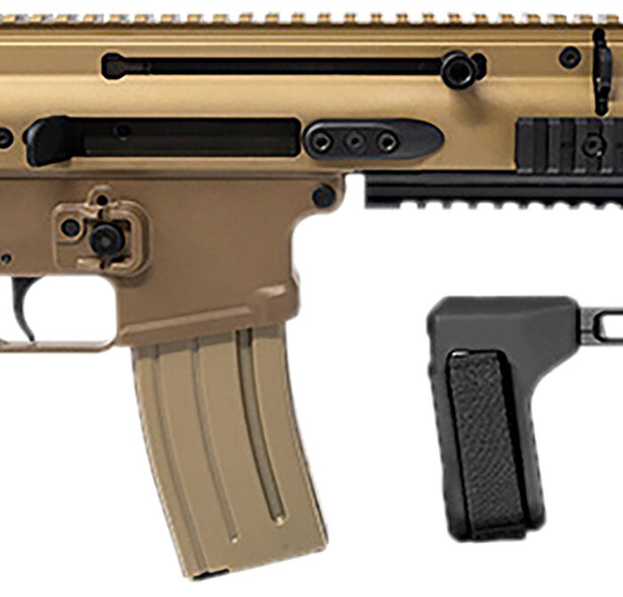 FN 38101883 SCAR 15P 5.56x45mm 30+1 7.50" Black Steel Barrel, Flat Dark Earth Anodized Picatinny Rail Aluminum Receiver, SB Tactical Brace, Ambidextrous