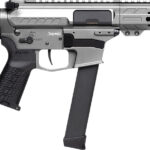CMMG 99A520FTNG Banshee FE MkGs 9mm Luger 33+1 8" Black Nitride Threaded Barrel, M-LOK Handguard, Tungsten Cerakote Aluminum Receiver w/Picatinny Rail, Black Polymer CMMG RipBrace, CMMG Zeroed Grip 1 184132