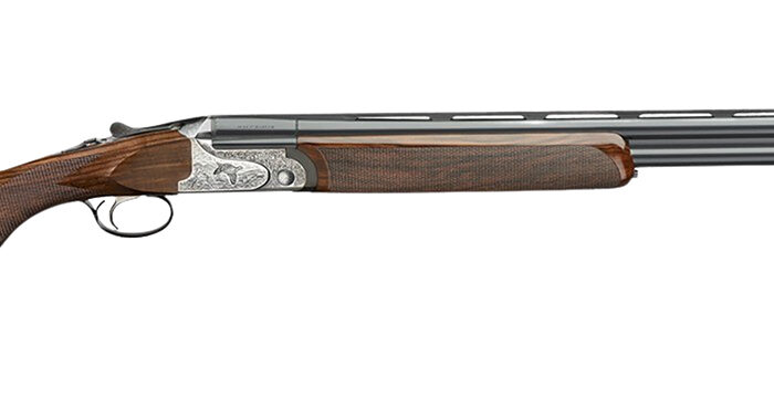 Rizzini USA 2203-1228 Aurum EVO 12 Gauge Break Open 3" 2rd 28" Black Over/Under Vent Rib Barrel, Coin Anodized Receiver Engraved w/Game Scene, Fixed Turkish Walnut Stock w/Prince of Whales Grip