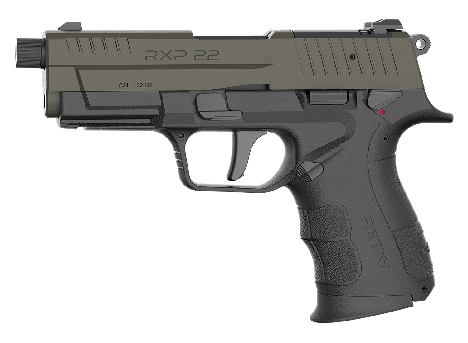 Retay USA RXP22BLKODSL13TH RXP 22 LR 13+1 4" Threaded Barrel, OD Green Cerakote Optic Ready/Serrated Slide, Black Cerakote Polymer Frame w/Accessory Rail, RMR/RMSc Footprint