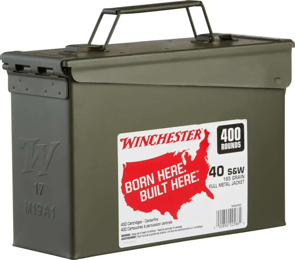 WINCHESTER USA 40SW 165GR FMJ AMMO CAN 400RDS 3 WINCHESTER USA 40SW 165GR FMJ AMMO CAN 400RDS
