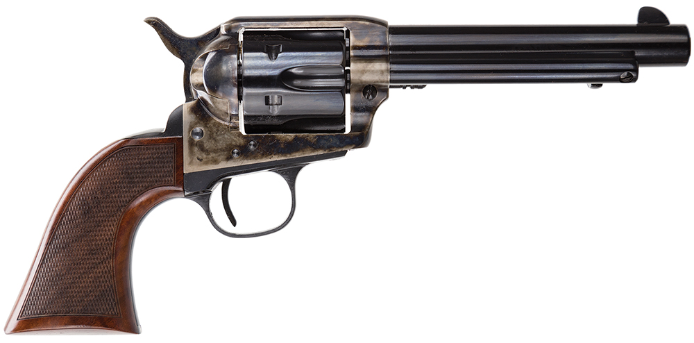 Taylors & Company 550813DE Smoke Wagon Uberti 45 Colt (Long Colt) 6 Shot 5.50" Blued Round Barrel & Cylinder, Color Case Hardened Steel Frame, Checkered Walnut Navy Grip, Exposed Hammer 3 Taylors & Company 550813DE Smoke Wagon Uberti 45 Colt (Long Colt) 6 Shot 5.50" Blued Round Barrel & Cylinder, Color Case Hardened Steel Frame, Checkered Walnut Navy Grip, Exposed Hammer