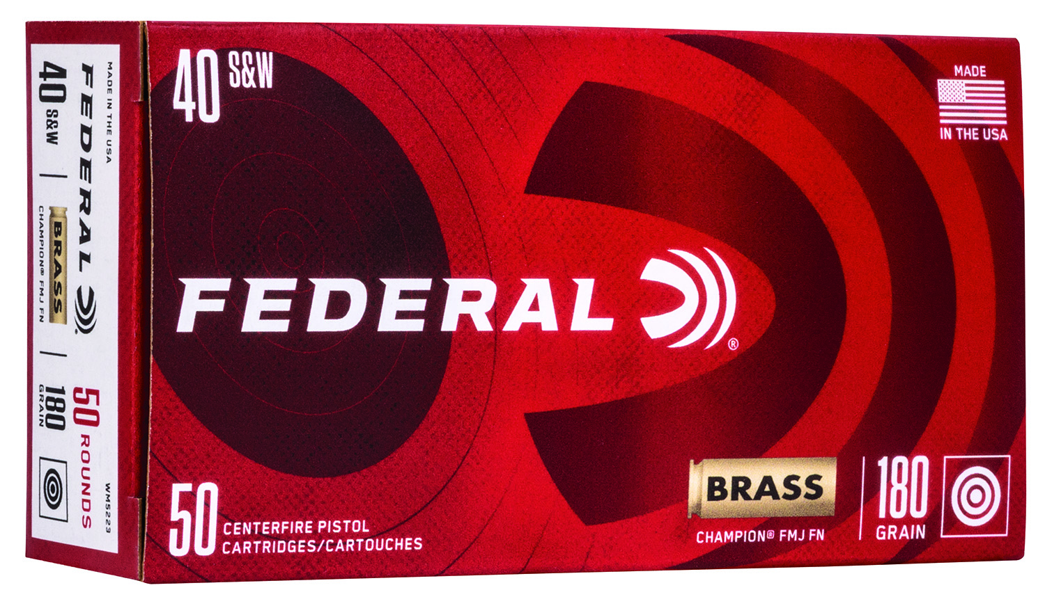 Federal WM5223 Champion Training 40S&W 180gr Full Metal Jacket 50 Per Box/20 Case 3 Federal WM5223 Champion Training 40S&W 180gr Full Metal Jacket 50 Per Box/20 Case