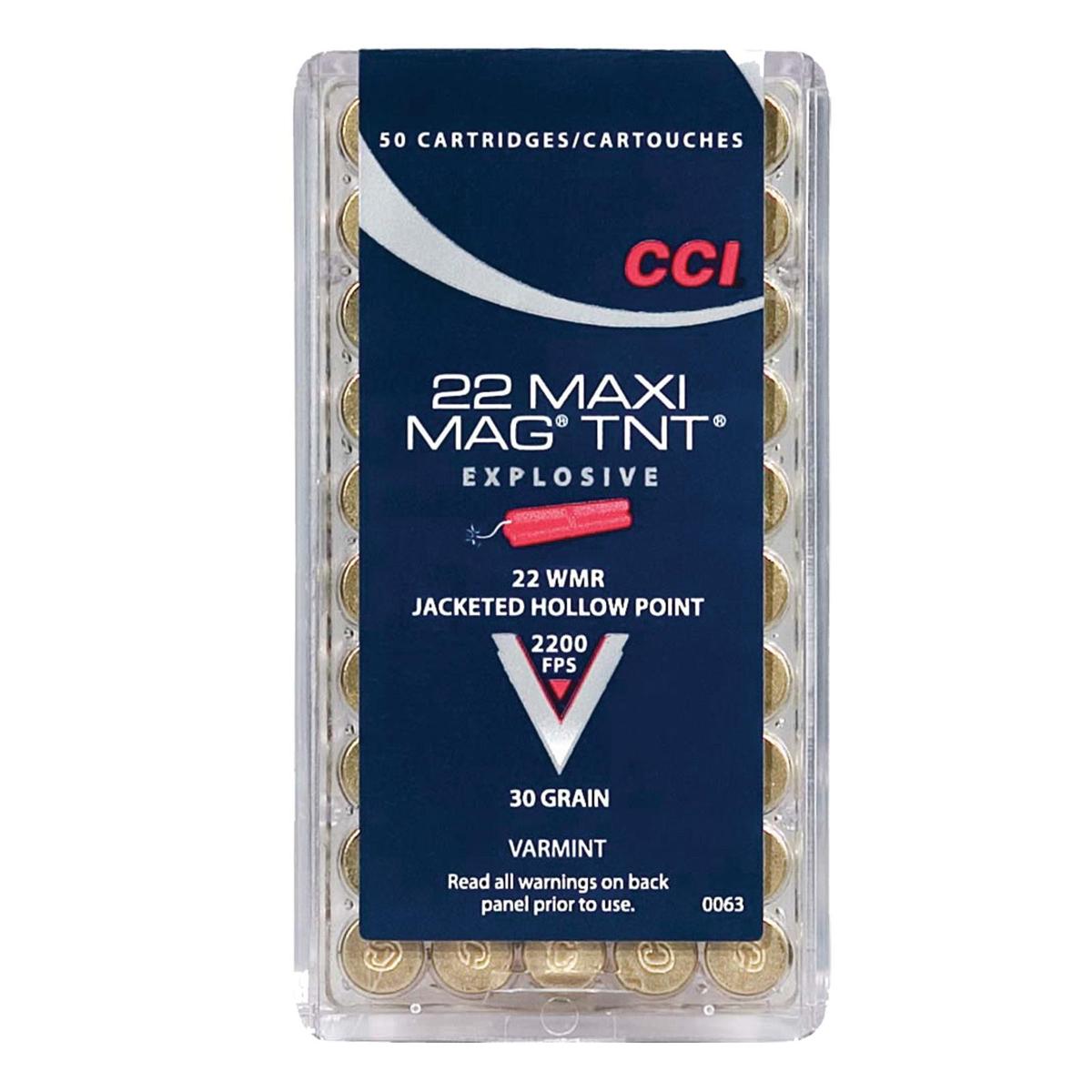 CCI Maxi-Mag TNT Rimfire Ammunition .22 WMR 30 gr HP 2200 fps 2000/ct (40-50/ct Boxes) 3 CCI Maxi-Mag TNT Rimfire Ammunition .22 WMR 30 gr HP 2200 fps 2000/ct (40-50/ct Boxes)