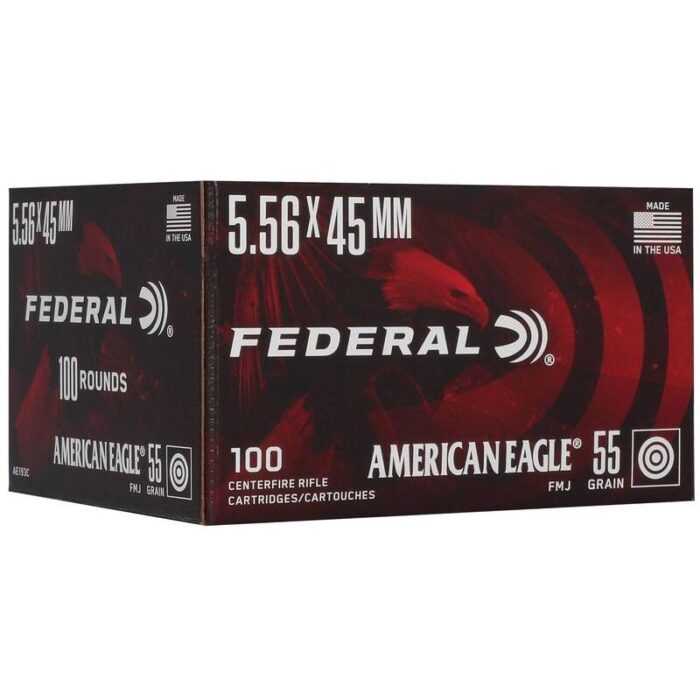 Cart 4 Federal American Eagle Rifle Ammunition 5.56mm 55gr FMJ 3165 fps 100/ct
