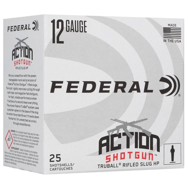 Federal Action Shotgun Truball Slug Shotshells 12ga 2-3/4" 438gr 1300 fps Slug 25/ct 3 Federal Action Shotgun Truball Slug Shotshells 12ga 2-3/4" 438gr 1300 fps Slug 25/ct