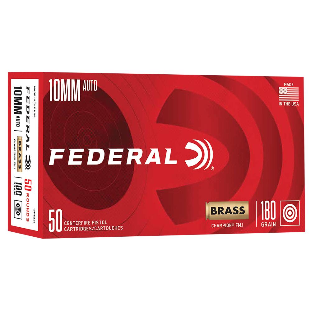 Federal Champion Handgun Ammunition 10mm Auto 180gr FMJ 1200 fps 50/ct 3 Federal Champion Handgun Ammunition 10mm Auto 180gr FMJ 1200 fps 50/ct