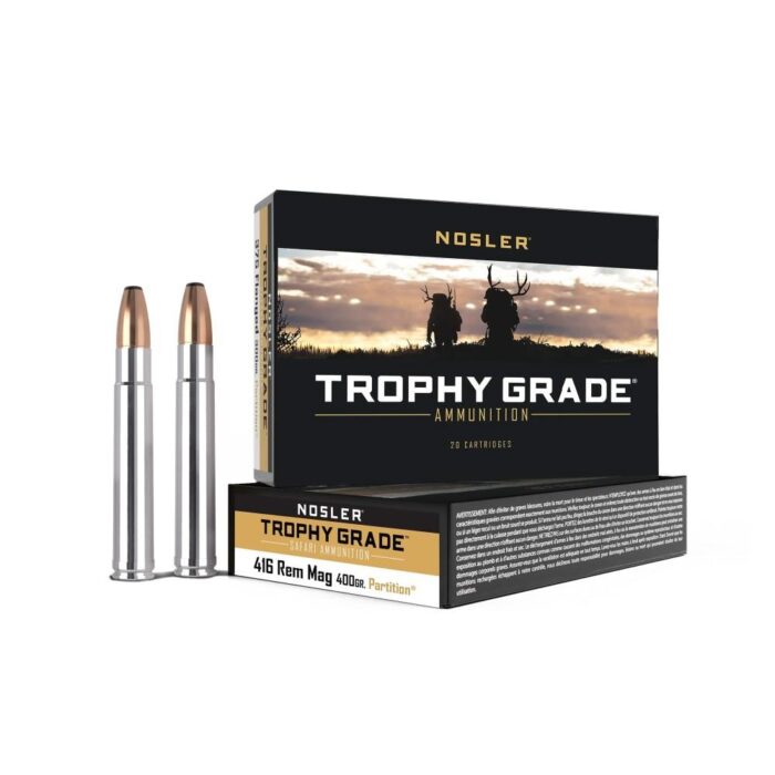 Cart 3 Nosler Safari Rifle Ammunition .416 Rem Mag 400 gr PT 2400 fps 20/ct