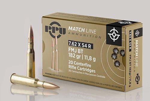 Cart 2 PPU Match Rifle Ammunition 7.62mm x 54R Match 182 gr FMJ-BT 2625 fps 20/ct