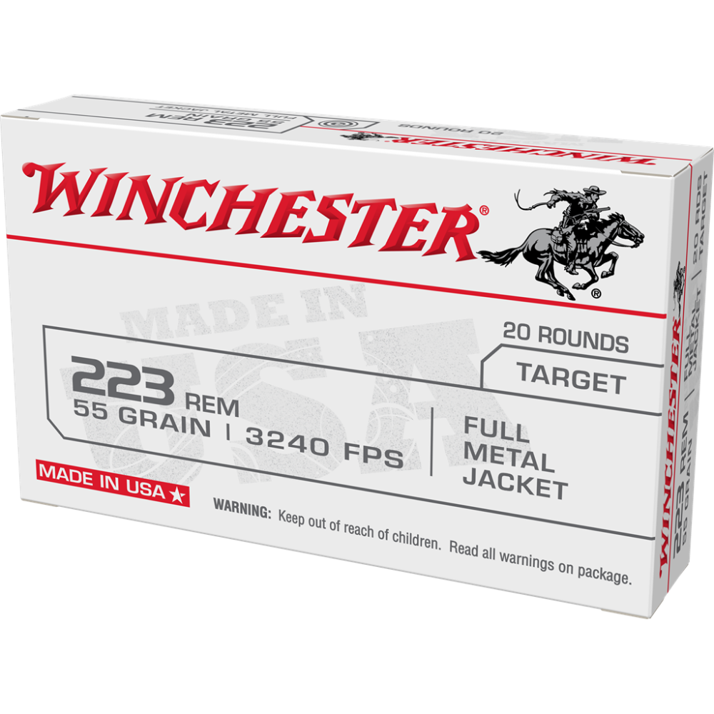 Winchester Target Rifle Ammunition .223 Rem 55 gr. FMJ 3240 fps 20/ct 3 Winchester Target Rifle Ammunition .223 Rem 55 gr. FMJ 3240 fps 20/ct