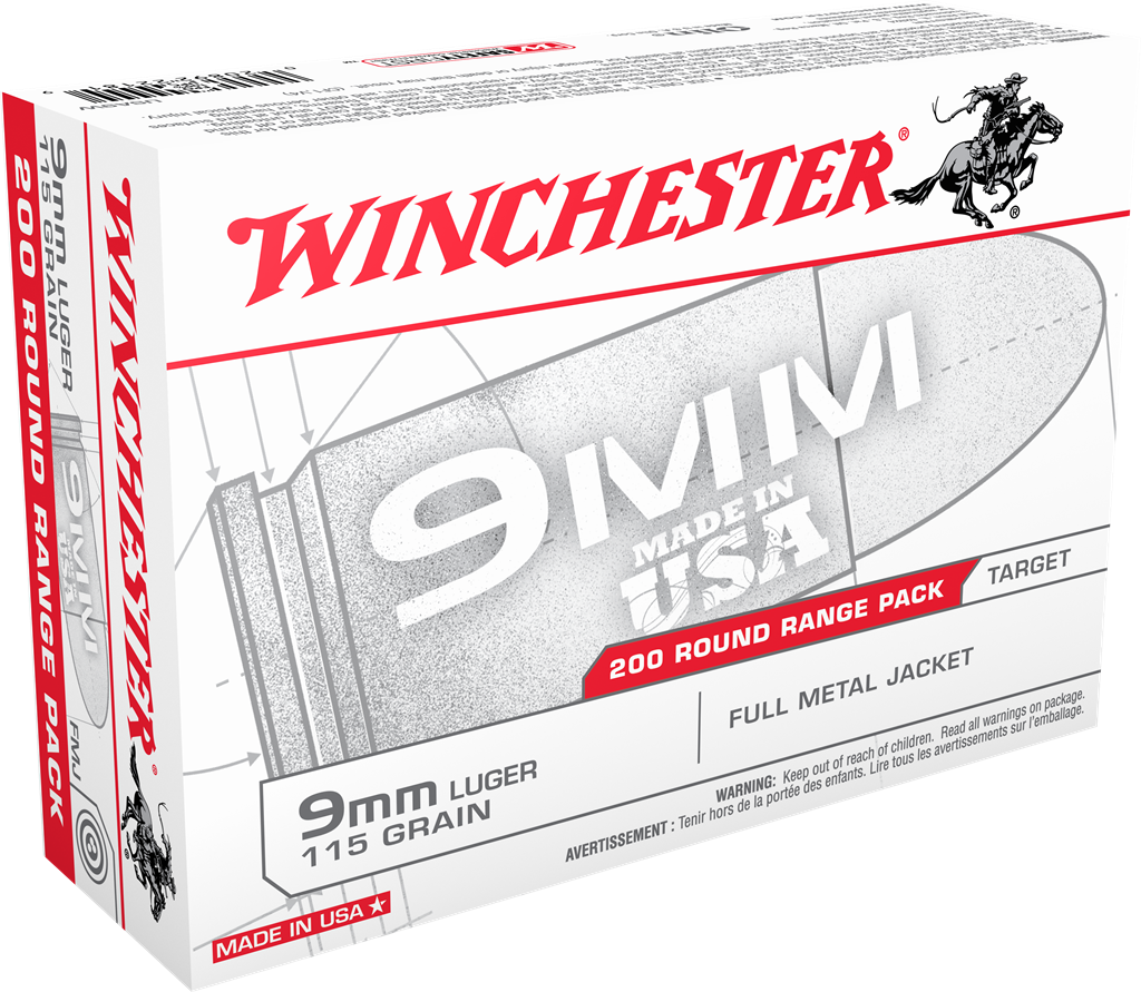 WINCHESTER USA 9MM 115GR FMJ 200RD BOX 1000RD CASE 3 WINCHESTER USA 9MM 115GR FMJ 200RD BOX 1000RD CASE