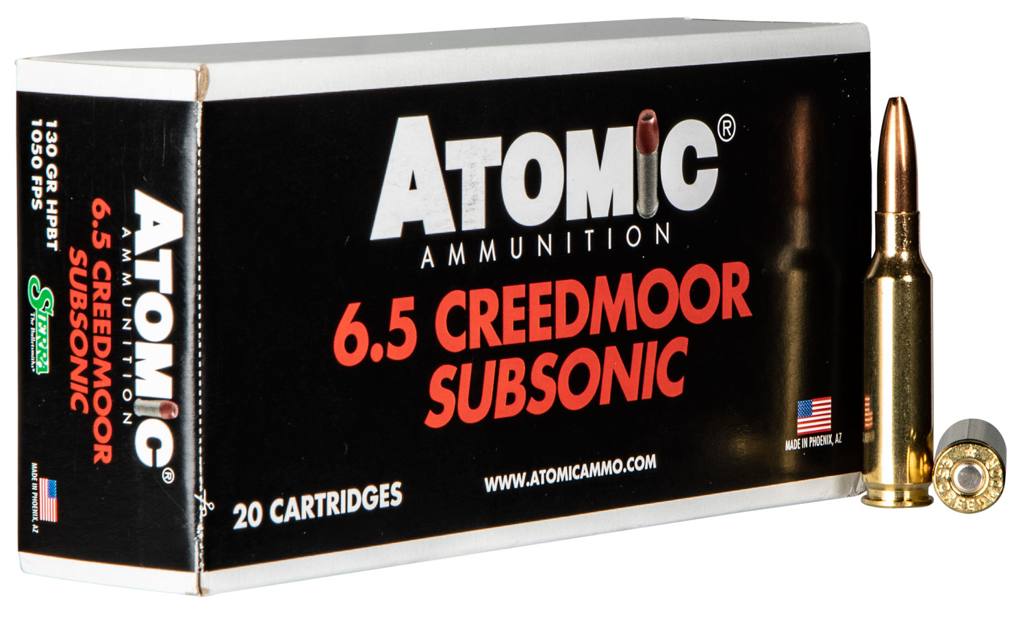Atomic Ammunition 00476 Rifle Subsonic 6.5Creedmoor 130gr Sierra MatchKing BTHP 20 Per Box/10 Case 3 Atomic Ammunition 00476 Rifle Subsonic 6.5Creedmoor 130gr Sierra MatchKing BTHP 20 Per Box/10 Case
