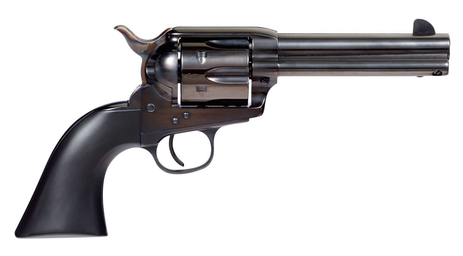 Taylors & Company 555161 Devil Anse  45 Colt (LC) Caliber with 4.75" Blued Finish Barrel, 6rd Capacity Blued Finish Cylinder, Color Case Hardened Finish Steel Frame & Matte Black Wood Grip