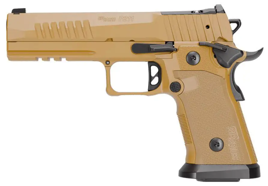 SIG SAUER P211-GT5 COYOTE 9MM PISTOL 5" COY TAN 2-21RD, 1-17RDRD MAGS 3 SIG SAUER P211-GT5 COYOTE 9MM PISTOL 5" COY TAN 2-21RD, 1-17RDRD MAGS
