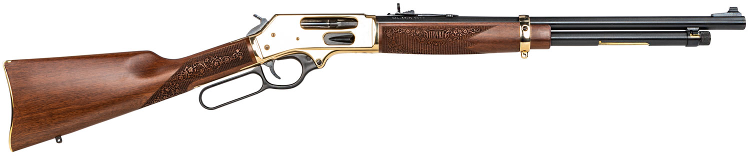 Henry H0244570 Side Gate Full Size 45-70 Gov 5+1 19.80" Blued Steel Barrel, Polished Brass Receiver, American Walnut Stock Right Hand