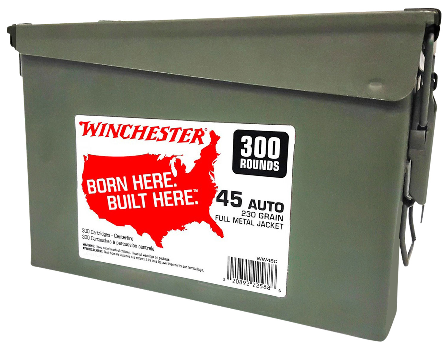 Winchester Ammo WW45C USA Ammo Can 45ACP 230gr Full Metal Jacket 300 Per Box/2 Case 3 Winchester Ammo WW45C USA Ammo Can 45ACP 230gr Full Metal Jacket 300 Per Box/2 Case