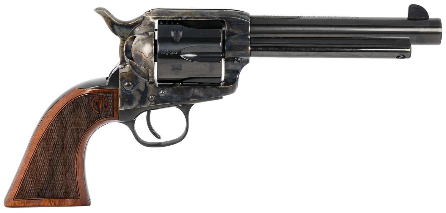 Taylors & Company 550815 Smoke Wagon  44-40 Win Caliber with 5.50" Blued Finish Barrel, 6rd Capacity Blued Finish Cylinder, Color Case Hardened Finish Steel Frame & Checkered Walnut Grip
