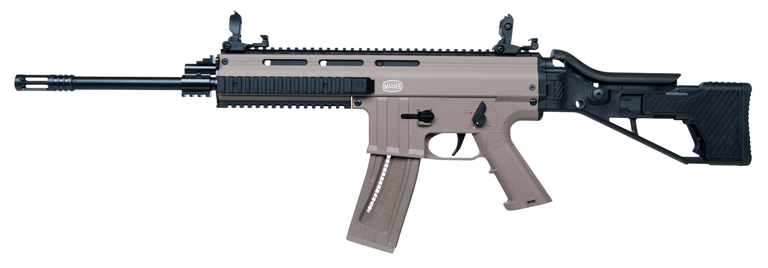 Mauser Rimfire 4150014 M-15 22 LR 22+1 16.50" Barrel w/Flash Hider, Steel Receiver w/Tan Finish, Flip Up Front & Rear Sights, Side Folding Stock w/Adjustable Cheekrest, Manual Thumb Safety 3 Mauser Rimfire 4150014 M-15 22 LR 22+1 16.50" Barrel w/Flash Hider, Steel Receiver w/Tan Finish, Flip Up Front & Rear Sights, Side Folding Stock w/Adjustable Cheekrest, Manual Thumb Safety