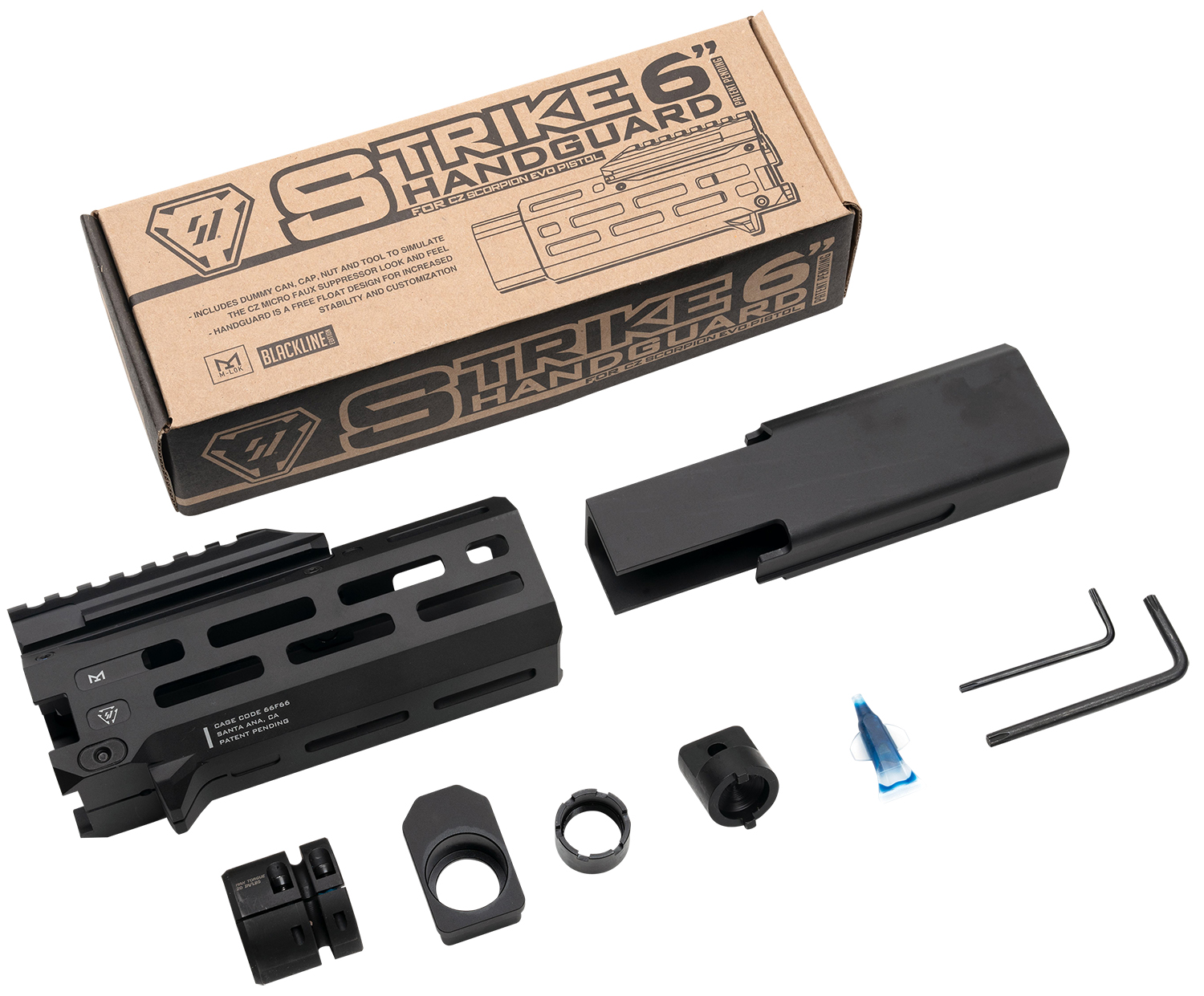 Strike Industries CEVO-HG-6-BK Strike 6" M-Lok Black Aluminum with Faux Suppressor for CZ Scorpion EVO (7.72" Barrel Length) 3 Strike Industries CEVO-HG-6-BK Strike 6" M-Lok Black Aluminum with Faux Suppressor for CZ Scorpion EVO (7.72" Barrel Length)