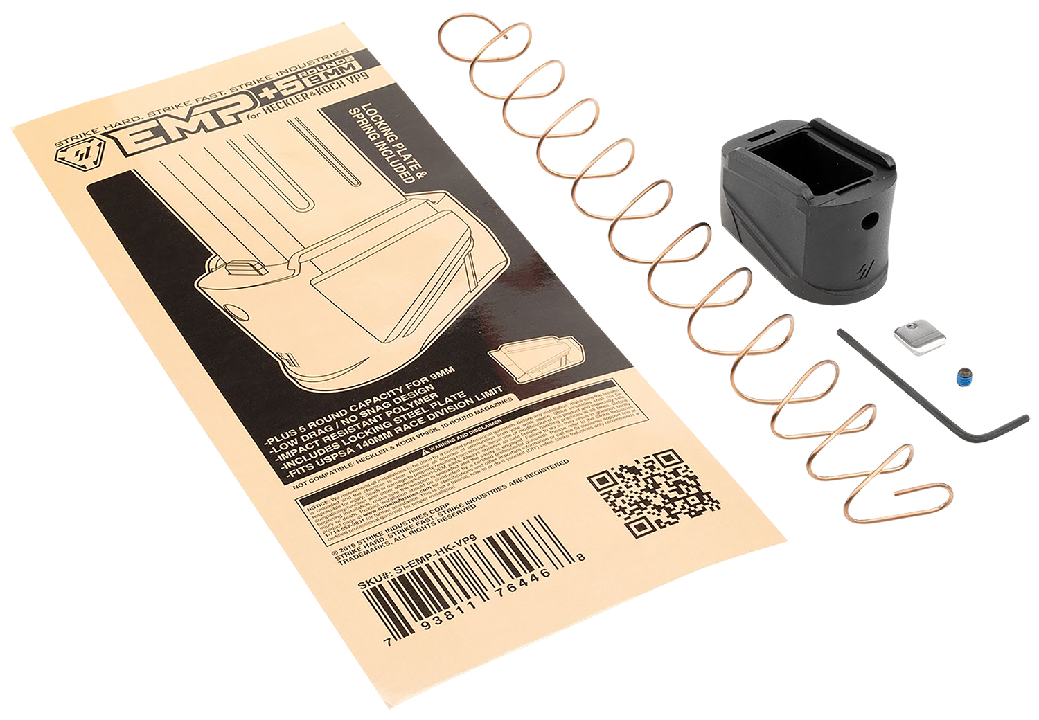 Strike Industries EMPHKVP9 Enhanced Magazine Plate Extended +5rd 9mm Luger Black Polymer for H&K VP9 3 Strike Industries EMPHKVP9 Enhanced Magazine Plate Extended +5rd 9mm Luger Black Polymer for H&K VP9