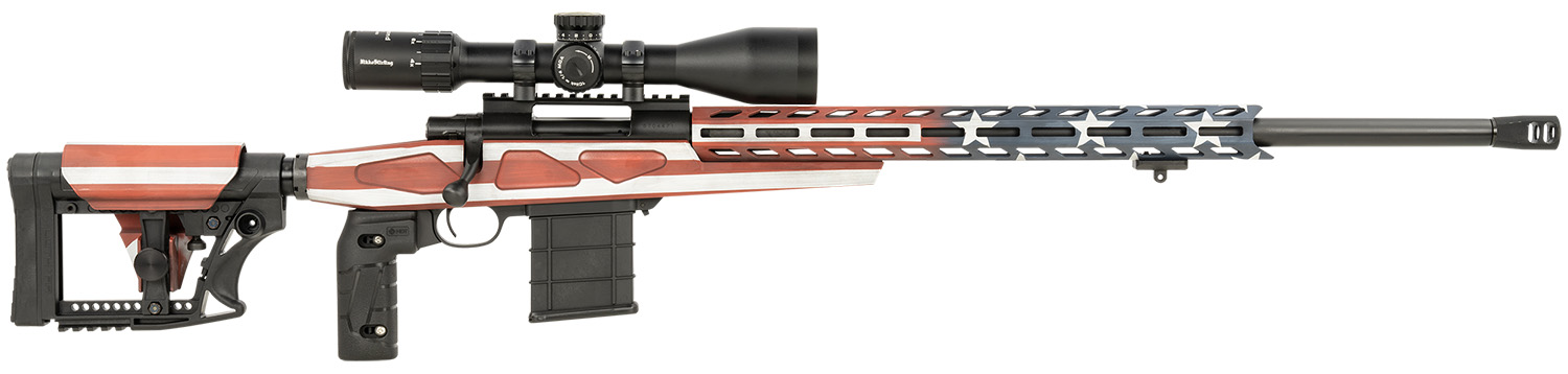 Howa HCRA73107USKMDT M1500 APC Chassis 308 Win 10+1 (3 Mags) 24" HB, American Flag Cerakote, Luth-AR MBA-4 Stock with Aluminum Chassis, 4-16x50 Scope, Bipod & 2 Grips 3 Howa HCRA73107USKMDT M1500 APC Chassis 308 Win 10+1 (3 Mags) 24" HB, American Flag Cerakote, Luth-AR MBA-4 Stock with Aluminum Chassis, 4-16x50 Scope, Bipod & 2 Grips