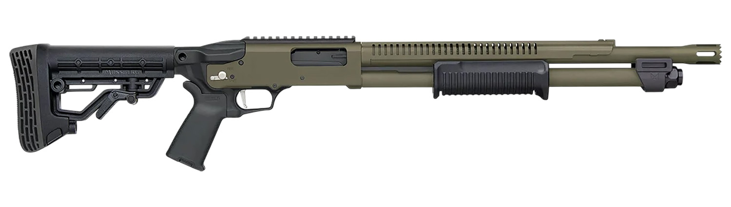 Mossberg 50757 590R  12 Gauge Pump 3" 6+1 18.50" OD Green Cerakote Heat Shield Barrel, OD Green Cerakote Steel Receiver, Black AR Mil-Spec Adjustable Synthetic Stock, Black Magpul Grip