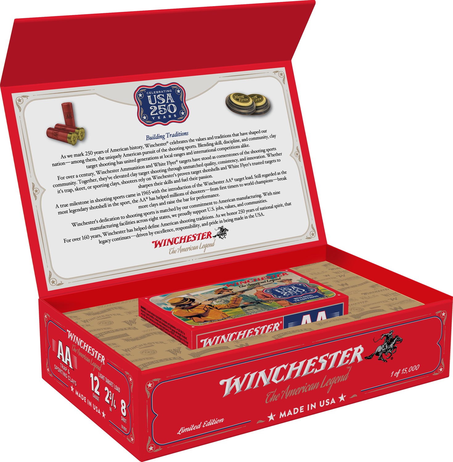 Winchester Ammo AA12250 USA 250th Commemorative Box Series 12Gauge 2.75" 1 1/8oz 8Shot 10 Per Box/6 Case 3 Winchester Ammo AA12250 USA 250th Commemorative Box Series 12Gauge 2.75" 1 1/8oz 8Shot 10 Per Box/6 Case
