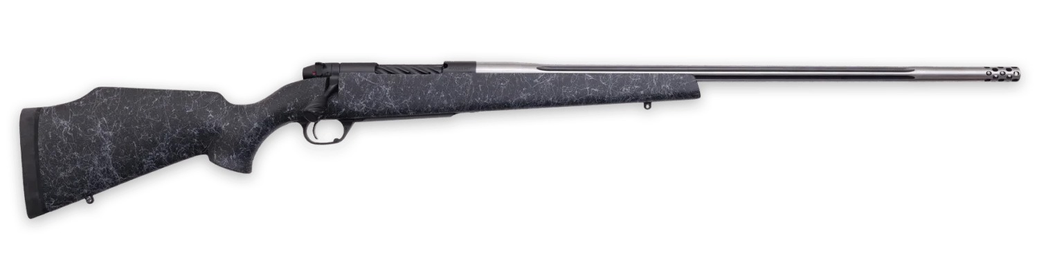 Weatherby MAM01N25RWR6B Mark V Accumark 25 WBY RPM 4+1 24" Spun Stainless w/Graphite Black Cerakote Fluted Threaded Barrel, Graphite Black Cerakote Steel Drilled & Tapped Receiver, Matte Black w/Spide