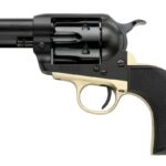 Pietta PFI38ALLOYBR312CB 38 Super 6 Shot 10rd Shot 3.50" Matte Black Alloy Steel Frame w/Brass Backstrap & Trigger Guard, Black Checkered Grip 2 191737