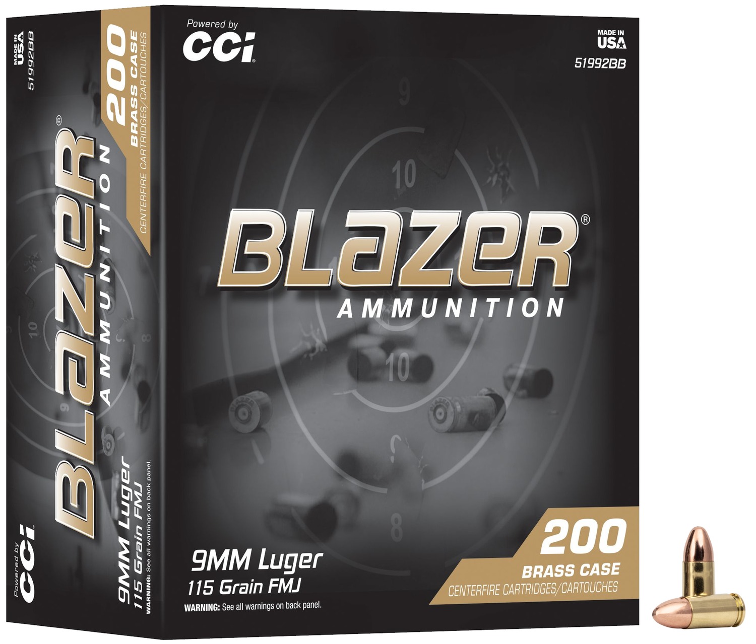 CCI 51992BB BLAZER BRASS 9MM 115GR 200/5 3 CCI 51992BB BLAZER BRASS 9MM 115GR 200/5