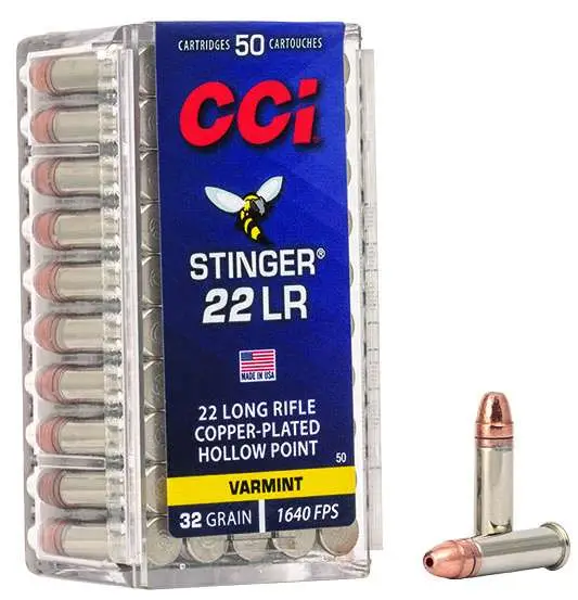 CCI 22 LR STINGER 32GR CPHP 50 RD/BX 100 BX/CS 3 CCI 22 LR STINGER 32GR CPHP 50 RD/BX 100 BX/CS
