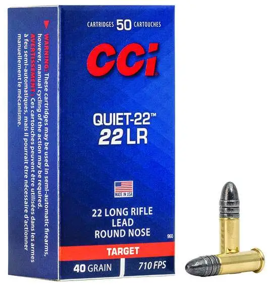 CCI 22 LR 40GR LRN "QUIET 22" 50 RD/BX 100 BX/CS 3 CCI 22 LR 40GR LRN "QUIET 22" 50 RD/BX 100 BX/CS