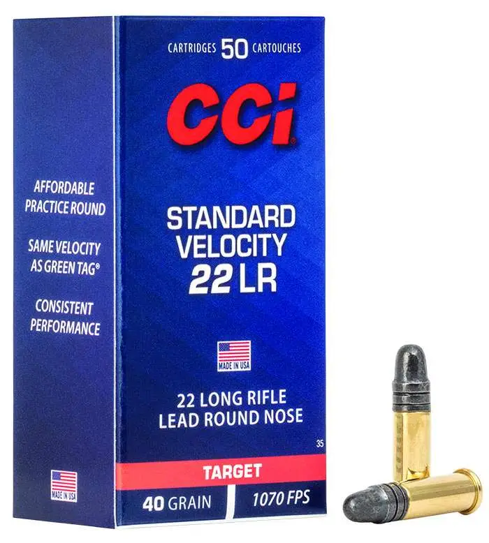 CCI 22 LR STANDARD VELOCITY 40GR LRN 50 RD/BX 100 BX/CS 3 CCI 22 LR STANDARD VELOCITY 40GR LRN 50 RD/BX 100 BX/CS