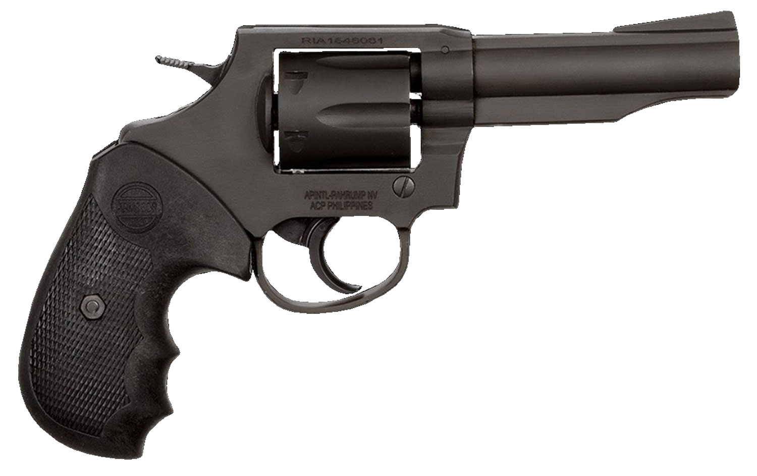 Rock Island 51261 M200  Medium Frame 38 Special 6rd 4" Black Parkerized Steel Barrel, Cylinder & Frame, Black Finger Grooved Grip, Transfer Bar Safety, Exposed Hammer