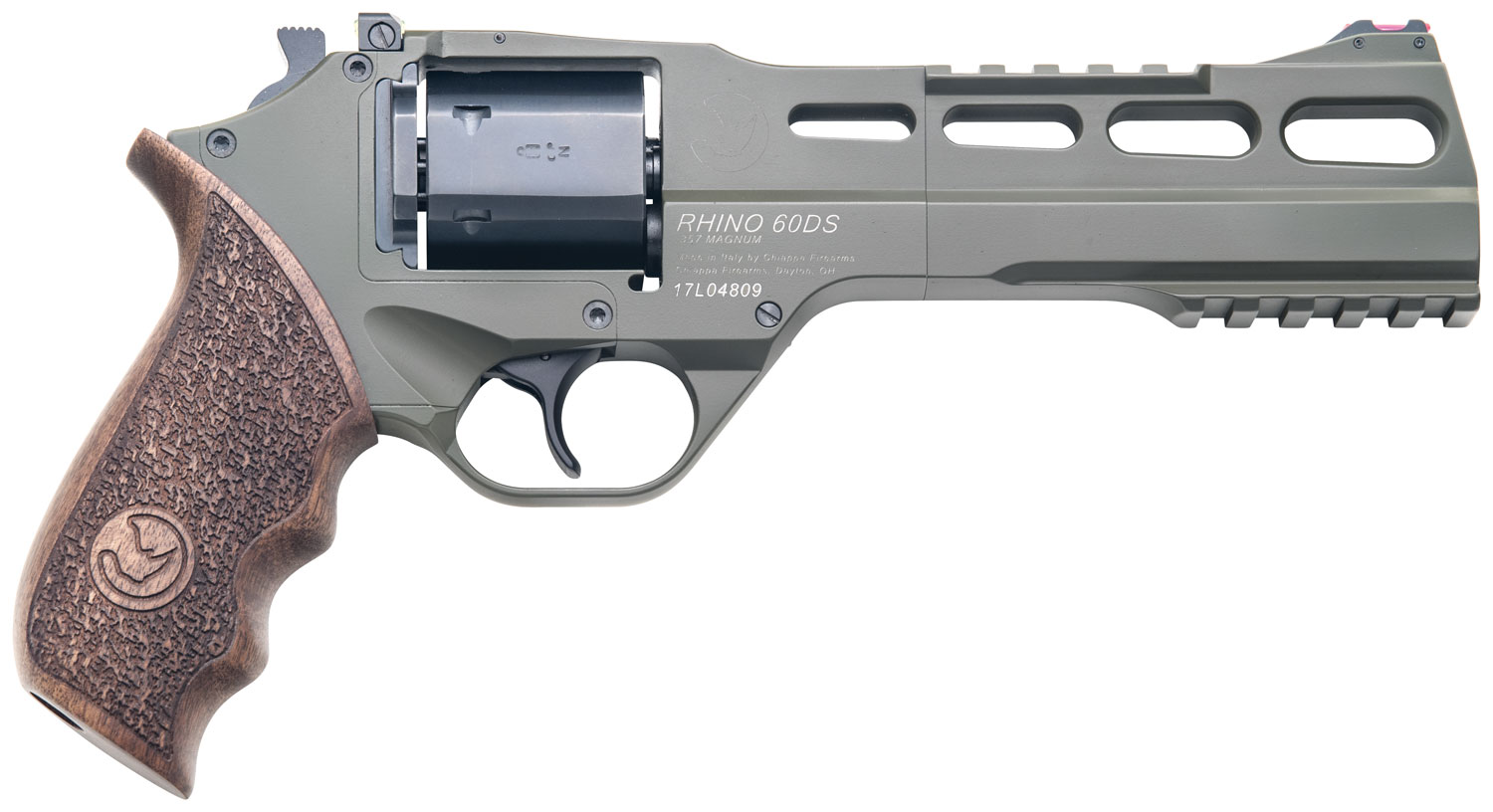 Chiappa Firearms CF340282 Rhino 60SAR SAO 357 Mag 6rd 6" Blued Cylinder OD Green Steel Barrel OD Green Cerakote Aluminum Frame with Walnut Grip 3 Chiappa Firearms CF340282 Rhino 60SAR SAO 357 Mag 6rd 6" Blued Cylinder OD Green Steel Barrel OD Green Cerakote Aluminum Frame with Walnut Grip