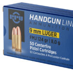 PPU PPH9F2 Handgun 9mmLuger 124gr Full Metal Jacket 50 Per Box/20 Case 1 57099